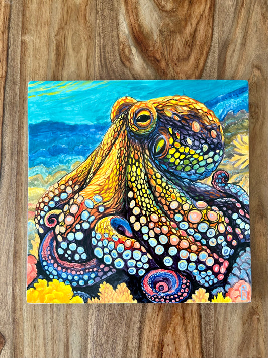 Octopus Garden Handpainted Tile